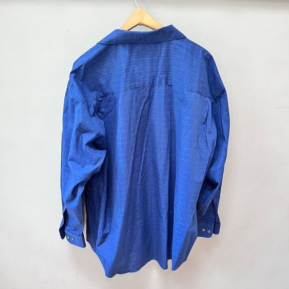 Vintage Yves Saint Laurent Mens Blue Plaid Dress Shirt 17 1/2 32-33 (XL) - Picture 3 of 5